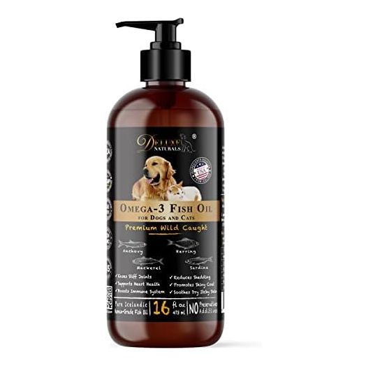 Rich Omega-3 Fish Oil for Dogs & Cats | Natural EPA + DHA Fatty Acids for Shiny Coat, Reduce Itchy Skin, Support Joint Function, Immune & Heart Health, 16 FL OZ