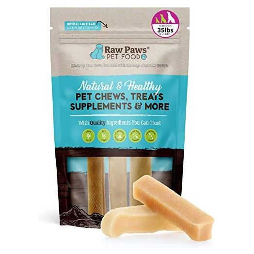 Raw Paws Himalayan Yak Cheese Dog Chews, 3-ct - Packed in USA - Medium Yak Cheese Himalayan Dog Chews - Tibetan Dog Yak Cheese Chews - Hard Yak Milk Dog Chew Bones