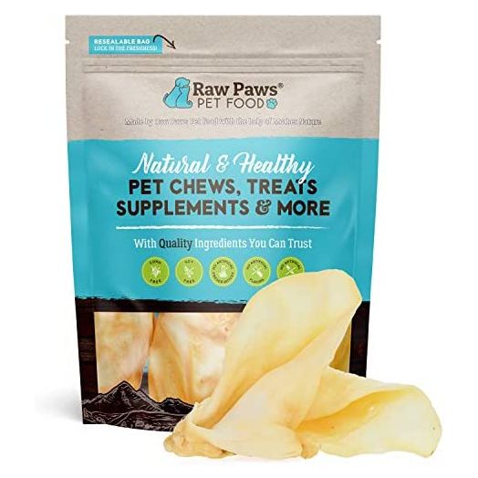 Raw Paws Large Cow Ears for Dogs - Beef Ears Packed in USA - Thick Dog Cow Ears for Puppies & Adult Dogs - Real Natural Cow's Ears from Free Range, Hormone Free Cattle, Jumbo Cow Ears Dog Treats