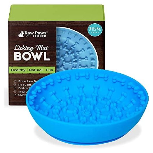 Raw Paws Lick Pad Mat Bowl for Dogs & Cat - Distraction Mat for Dogs with Suction - Lick Bowl for Dogs Large to Puppies - Interactive Cat Licking Mat - Dog Mat for Anxiety - Dog Bowl Licking Mat