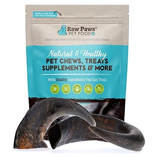 Raw Paws Natural Water Buffalo Horns for Dogs, Large 2-ct - Packed in USA - Cape Buffalo Horn for Medium to Large Dogs - Dog Buffalo Horn Dog Chew - Bull Horns for Dogs - Dog Horns for Aggressive Dogs