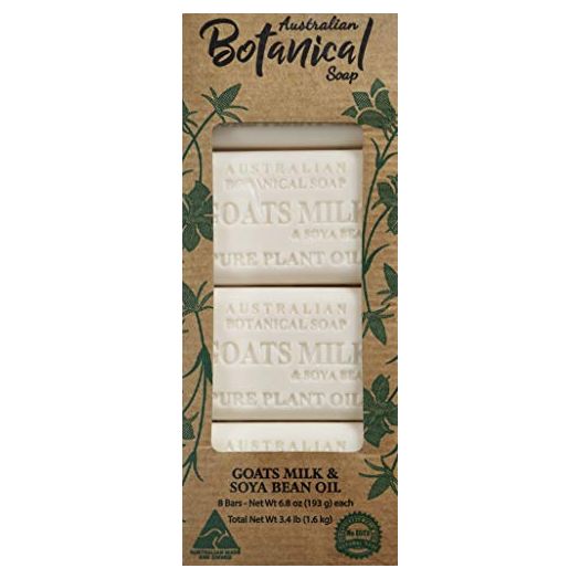 Australian Botanical Soap Goats Milk and Soya Bean Oil Triple-Milled, 8 Bars