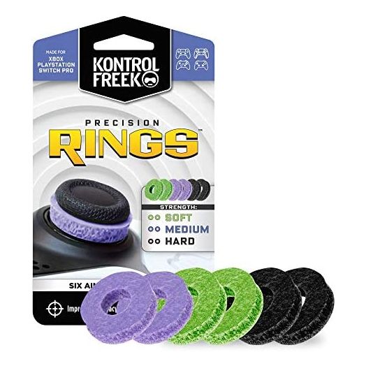 KontrolFreek Precision Rings | Aim Assist Motion Control for Playstation 4 (PS4), Xbox One, Switch Pro & Scuf Controller (Black/Purple/Green)