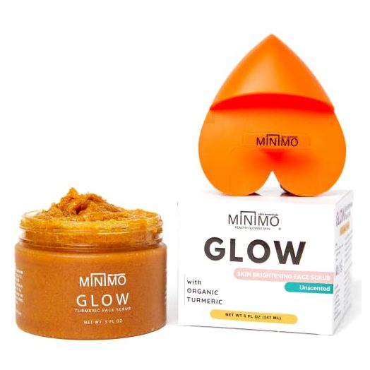 Minimo Glow Turmeric Face Scrub for Glowing Radiant Skin with Scrubbie