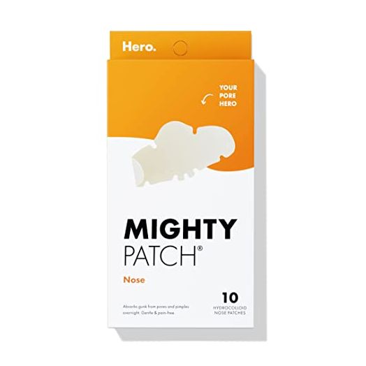 Mighty Patch Nose from Hero Cosmetics - XL Hydrocolloid Patches for Nose Pores, Pimples, Zits and Oil - Dermatologist-Approved Overnight Pore Strips to Absorb Acne Nose Gunk (10 Count)