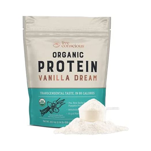 Live Conscious Organic Pea Protein Powder, Vanilla Dream, 20 Servings 18.2 oz