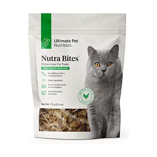 Ultimate Pet Nutrition Nutra Bites for Cats, Freeze Dried Raw Treats (Chicken Liver)