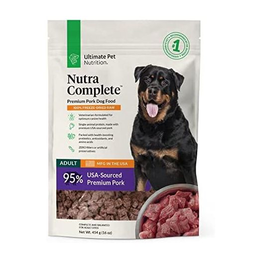 Ultimate Pet Nutrition Nutra Complete, 100% Freeze Dried Veterinarian Formulated Raw Dog Food with Antioxidants Prebiotics and Amino Acids,
