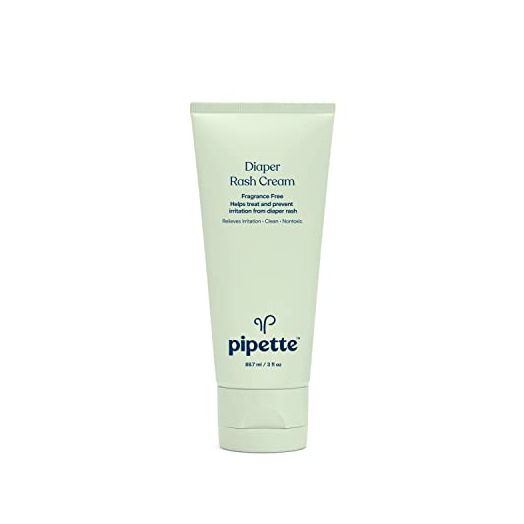 Pipette Diaper Rash Cream - Relieve & Prevent Diaper Rash with Non-Nano Zinc Oxide, Fragrance-Free Baby Butt Cream, Non-Toxic Daily Protective Balm, 3 fl oz