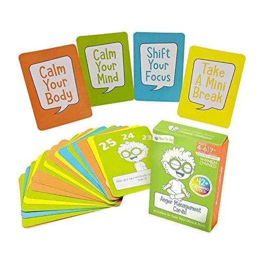 Anger Management Cards for Kids - Control Feelings with a Fun Card Game, 42+ Prompt Cards to Boost Emotional Intelligence - Ages 4+