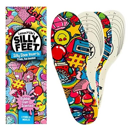 Silly Feet Kids Insoles | Child Replacement Insole Shoe Sole Inserts for Children 2 Pairs ( Bubble Gum )