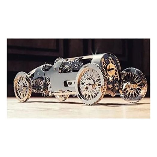 Model Car Kit, 3D Model kit Silver Bullet, Moving Wind-Up Retro Car Model, 3D Puzzle for Adults