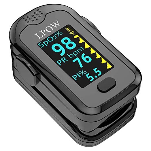 LPOW Bluetooth Pulse Oximeter Fingertip, OLED Display, Blood Oxygen Saturation Monitor (SpO2) and Pulse Rate, Perfusion Index with Alarm, APP for Smart Tracking, Batteries and Lanyard Included