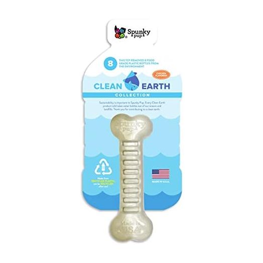 Spunky Pup Clean Earth Recycled Bone| Made in USA | Made from 100% Recycled Water Bottles, Gray