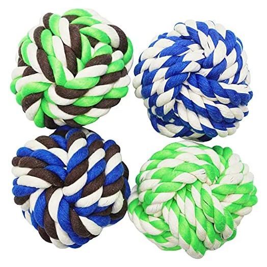 Otterly Pets Large Dog Toys Rope Balls for Dogs Big Tough Natural Cotton Rope Ball Chew Toy Set for Larger Breed (4-Pack)