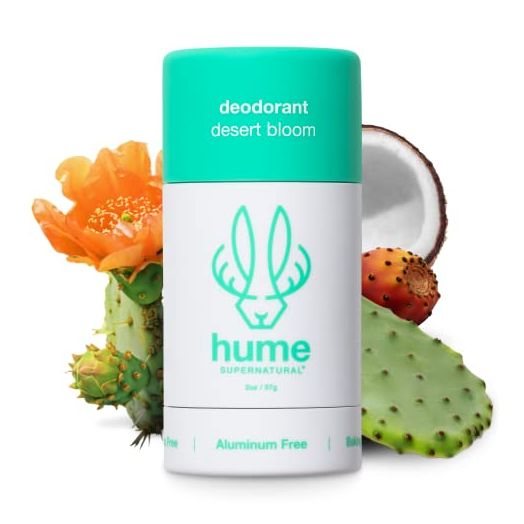 Hume Supernatural Natural Deodorant Aluminum Free for Women & Men, Natural Ingredients, Probiotic, Plant Based, Baking Soda Free, Aloe, & Cactus Flower, Anti Sweat, Stain & Odor – Desert Bloom, 1 Pack