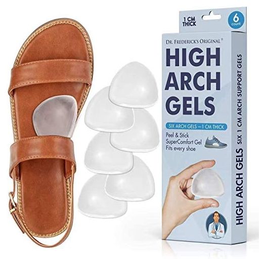 Dr. Frederick's Original High Arch Gels - Arch Support Insoles - 6Pcs - Arch Support Inserts for Women & Men - High Arch Foot Pain Relief - Can be Worn with Shoes - Better Than Foot Brace