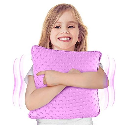 Special Supplies Vibrating Pillow Sensory Pressure Activated Calm for Kids and Adults, 12” x 12” Plush Minky Soft Cover with Textured Therapy Stimulation Bumps, Purple
