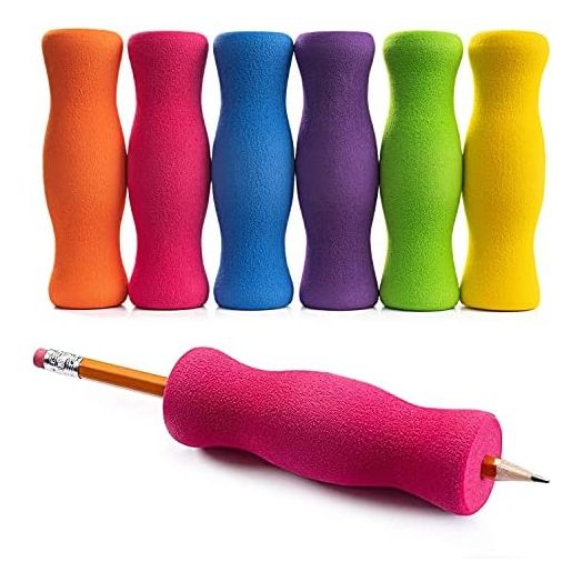 Special Supplies Long Foam Pencil Grips for Kids and Adults Colorful, Cushioned Holders for Handwriting, Drawing, Coloring | Ergonomic Right or Left-Handed Use | Reusable (6)