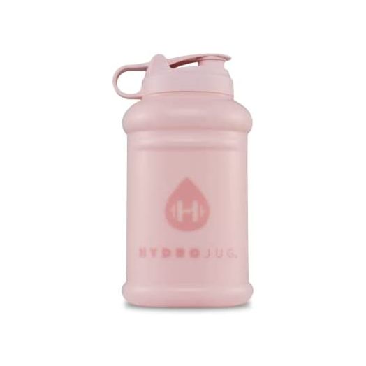 HydroJug 64oz Half Gallon Water Bottle with Integrated Handle Reusable Durable BPA Free Plastic with Integrated Handle and Carry Loop Gallon Bottle Hydro Jug (Pink Sand)