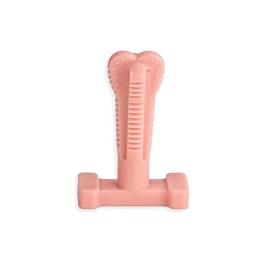 Bullibone SuperBrush: Dog Teeth Cleaning Brushing Toothbrush Stick - Long Lasting Nylon Pink Peppermint Chew Toy for Oral Care and Dental Health