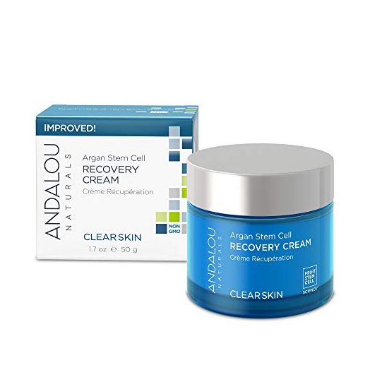 Andalou Naturals Argan Stem Cell Recovery Cream oz For Oily or Overreactive Skin Helps Clarify Cleanse Pores for Glowing Skin, Aloe Vera, 1.7 Ounce