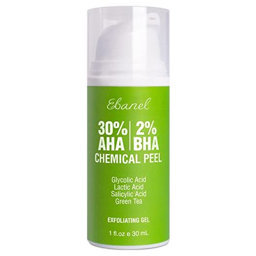 Ebanel 30% AHA 2% BHA Chemical Peel Exfoliant Gel, Face Peel with Glycolic Acid, Salicylic Acid, Lactic Acid, Green Tea, Chamomile, Skin Peeling Gel for Acne Scars, Dark Spots, Wrinkles, Fine Lines