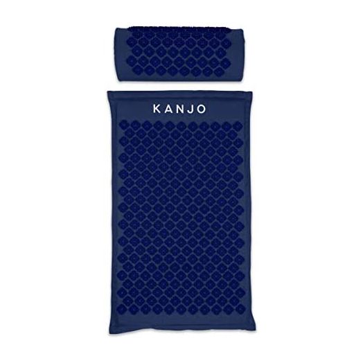 Kanjo Premium Acupressure Mat and Pillow Set for Back Pain Relief & Neck Pain Relief, with Memory Foam Pillow, FSA HSA Eligible, Includes Carry Bag, Navy