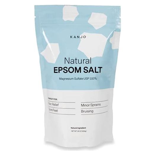 Kanjo Natural Epsom Salt - 100% Pure Magnesium Sulfate USP Bath Salt - Soak for Muscle Pain, Foot Pain, & Joint Pain Relief - Unscented - 16oz Bag