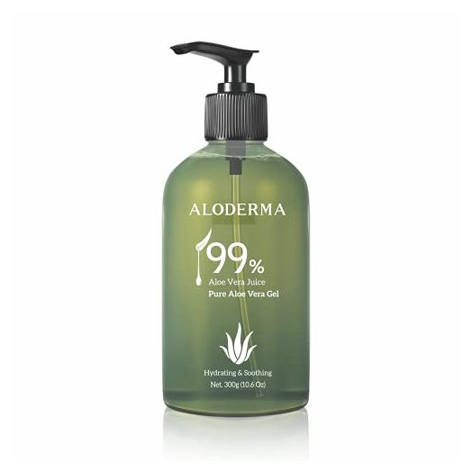 Aloderma 99% Organic Aloe Vera Gel, Bottled within 12 Hours of Harvest (300g, 10.6 oz), No Sticky Residue - No Powder Concentrates or Water Added - Eco-Friendly