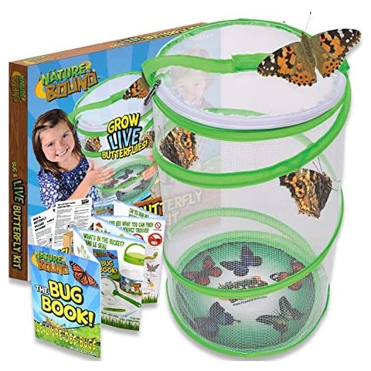 Nature Bound Butterfly Growing Kit - Live Caterpillar to Butterfly Project for Kids - Includes Voucher for Caterpillars, Green Pop-Up Enclosure, and STEM Learning Guide