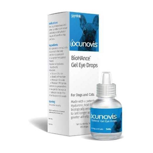 Eye Lube for Dogs and Cats, Ocunovis BioHAnce Gel Eye Drops Artificial Tears for Dog Dry Eye and Cat Dry Eye