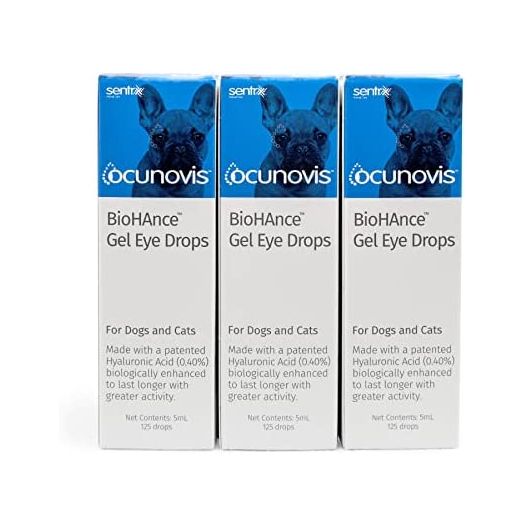 Ocunovis BioHAnce Gel Eye Lube Drops for Dogs and Cats (Pack of 3)