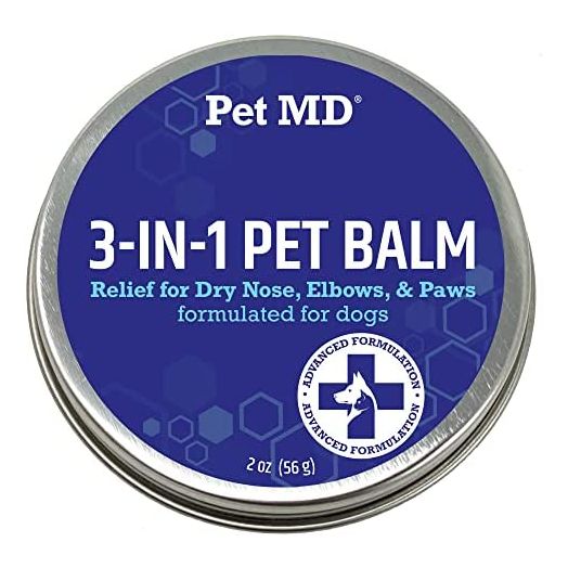 Pet MD Dog Paw Balm - 3-in-1 Paw, Nose / Snout, & Elbow Moisturizer & Paw Protectors for Dogs - 2 oz Paw Wax with Shea Butter, Coconut Oil, & Beeswax