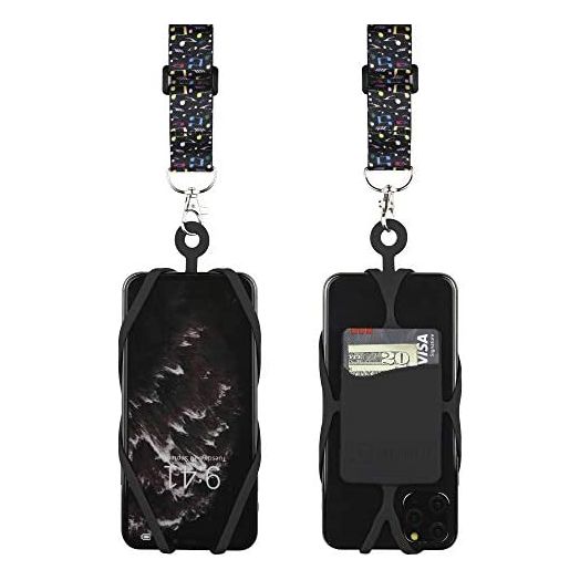 Gear Beast Cell Phone Lanyard - Universal Mobile Phone Lanyard with Case Holder, Card Pocket, Soft Neck Strap, and Adjustable Clip - Compatible with iPhone, Galaxy & Most Smartphones - Music Notes 