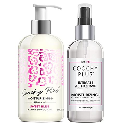 Coochy Plus Intimate Shaving Complete Kit - SWEET BLISS & Organic After Shave Protection Soothing Moisturizer Mist – Antioxidant Formula Prevents Razor Burns, Itchiness & Ingrown Hairs