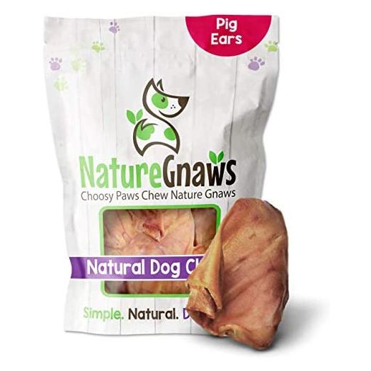 Nature Gnaws Pig Ears for Dogs - Premium Natural Whole Pork Chews - Simple Long Lasting Dog Treats for Large Dogs and Aggressive Chewers - Rawhide Free