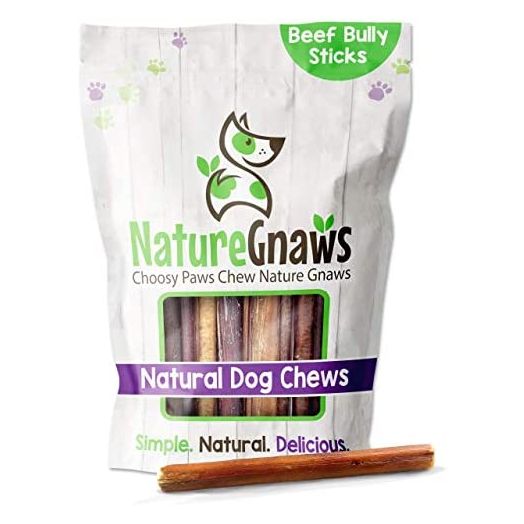Nature Gnaws Bully Sticks for Dogs - Premium Natural Tasty Beef Bones - Simple Long Lasting Dog Chew Treats - Rawhide Free - 6 Inch