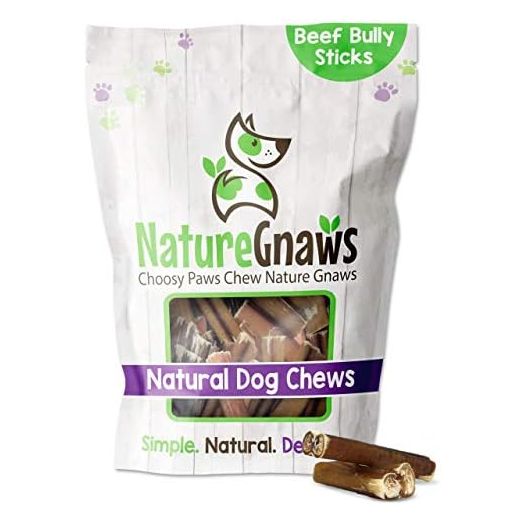 Nature Gnaws Bully Stick Bites for Dogs - Premium Natural Beef Dental Bones - Long Lasting Dog Chew Treats for Puppies & Small Breeds - Rawhide Free 2-4 Inch (8 oz)