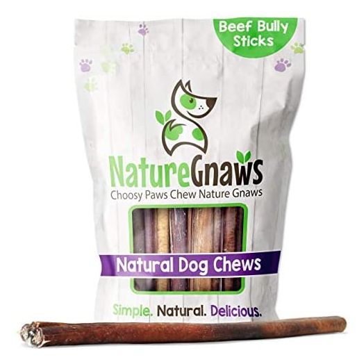 Nature Gnaws 12 inch Bully Sticks for Dogs - Premium Natural Tasty Beef Bones - Simple Long Lasting Dog Chew Treats - Rawhide Free