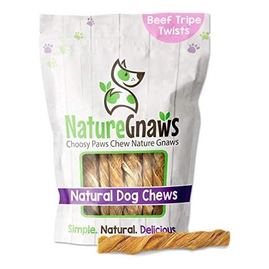 Nature Gnaws Tripe Twists for Dogs - Premium Natural Beef Sticks - Simple Single Ingredient Crunchy Dog Chew Treats - Rawhide Free - 4-5 Inch (8 oz)