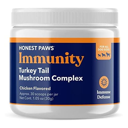 Honest Paws Dog Digestive and Immunity Booster – Turkey Tail Mushroom Blend - Shiitake, Reishi, Maitake Mushroom Extract Formula - No Filler, No Additives - (1.05 oz)