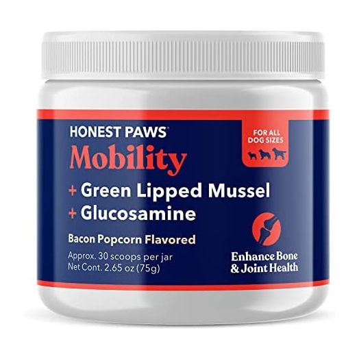 Honest Paws Dog Hip and Joint – Mobility Health Bone Supplement – Glucosamine, Chondroitin, MSM, Green Lipped Mussel Omega-3 Fatty Acid - All Ages