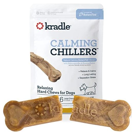 Kradle Bliss Bar Dog Calming Chews, Soft Bake (6 Pack), Dog Anxiety Relief for Fireworks, Separation Anxiety, Thunder, Car Rides and Stress, with BotaniTek Calming Formula, Peanut Butter Bacon Flavor