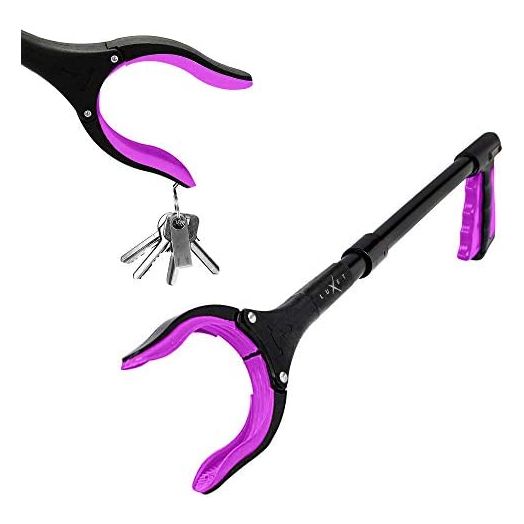 Grabber Reacher Tool 19 Inch Long, Foldable Pick Up Stick - Strong Grip Magnetic Tip - Heavy Duty Trash Picker Claw Reacher Grabber Tool Elderly Wheelchair Mobility Aid (Pink)