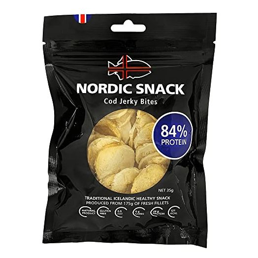 Freeze Dried Cod Bites (Hardfiskur) Wild Caught Fish Jerky, High Protein Healthy Nordic Snack (35g Resealable Bag)