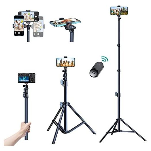 [Upgraded] 67" Phone Tripod, [Sturdy & Stable] iPhone Tripod Stand with Remote, Selfie Stick Tripod for Cell Phone Tripod for iPhone 14 13 Pro Max Plus Samsung and All Phones, Portable Travel Tripod