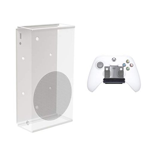 HIDEit Mounts Xbox Series S Wall Mount Pro Bundle, White Steel Wall Mount for Xbox Series S and Black Steel Controller, Includes 2 Xbox Accessories - Patented