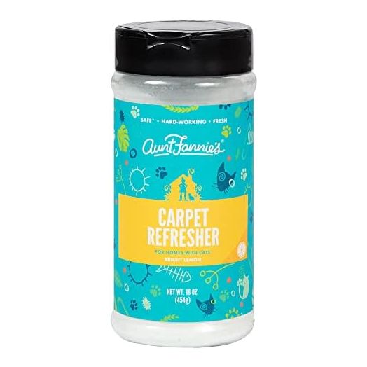Aunt Fannie's Cat Carpet Refresher, Odor Neutralizing Powder for Homes with Cats, Kittens and Other Pets, Bright Lemon Scent, 16 Ounce (Pack of 1)