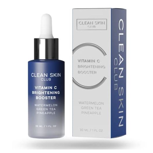 Clean Skin Club Pure Vitamin C Serum, The Only Brightening Booster with Anti Aging Stimulating Collagen, Dramatic Improving Results, For Acne, Scars, Sun Damage, Wrinkles & Age Spot Treatment
